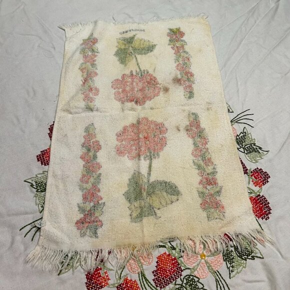Vintage Cannon Hand Tea Kitchen Towel Geranium Floral Botanical Cottage Retro - Picture 2 of 5
